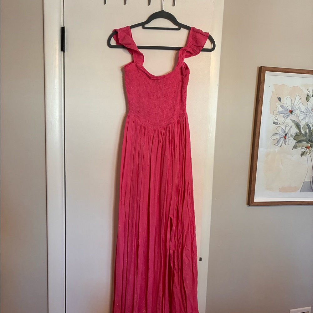 Lulu's Vibrant Pink Maxi Dress